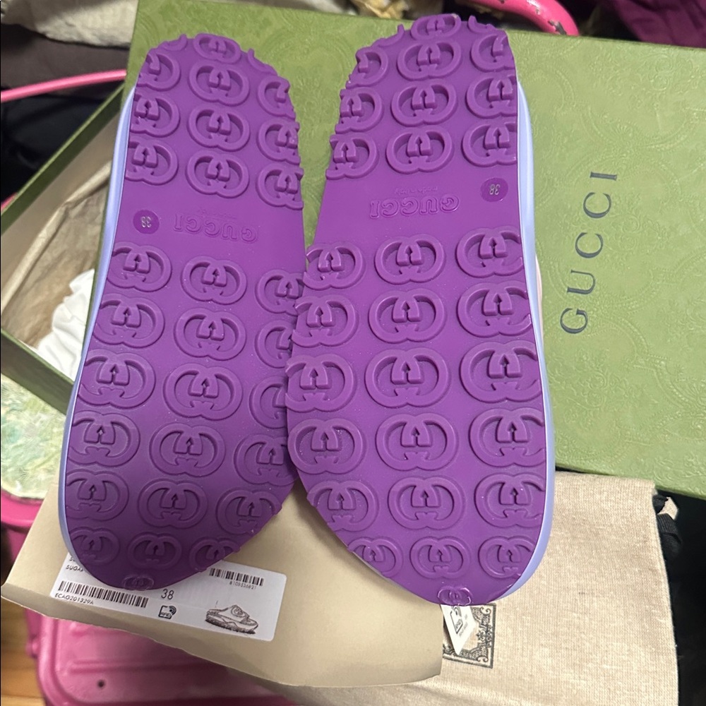 Gucci Pink and Purple Slide Sandals - Picture 2 of 3